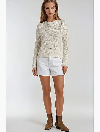 Camisola de malha texturizada com decote redondo mixray