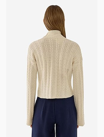 Camisola de malha texturizada com meio gola alta hiccup