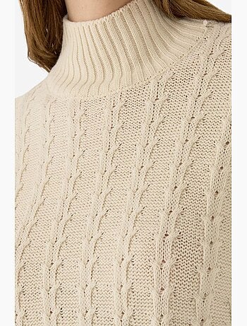 Camisola de malha texturizada com meio gola alta hiccup