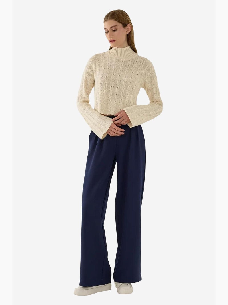Camisola de malha texturizada com meio gola alta hiccup Bege natural - Kiabi