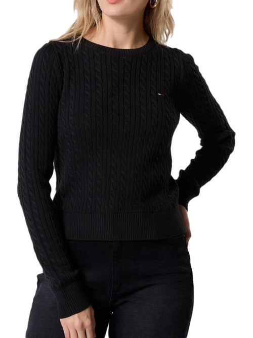 Camisola de Malha Tommy Hilfiger Tjw Cable Essential Preta para Mulher - Kiabi Camisola de Malha Tommy Hilfiger Tjw Cable Essential Preta para Mulher - Kiabi