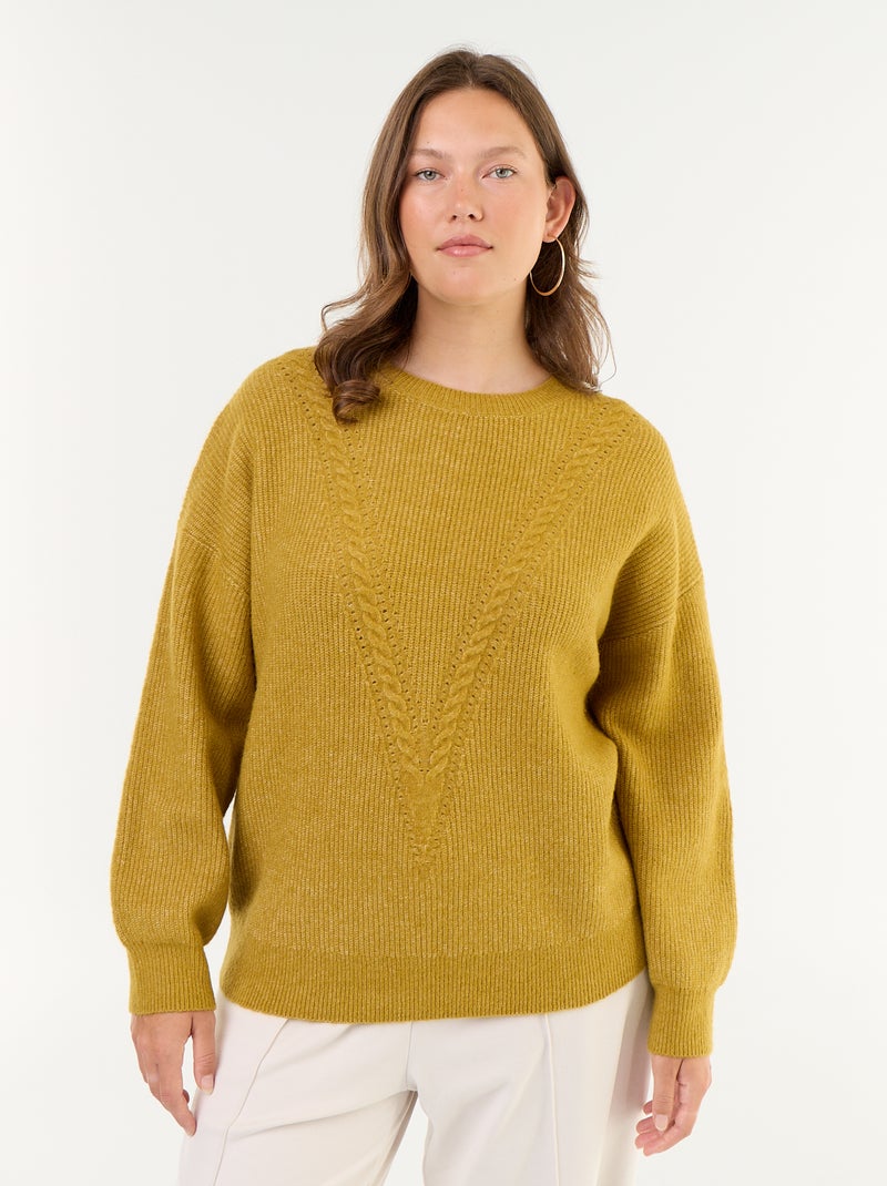 Camisola de malha torcida Amarelo - Kiabi
