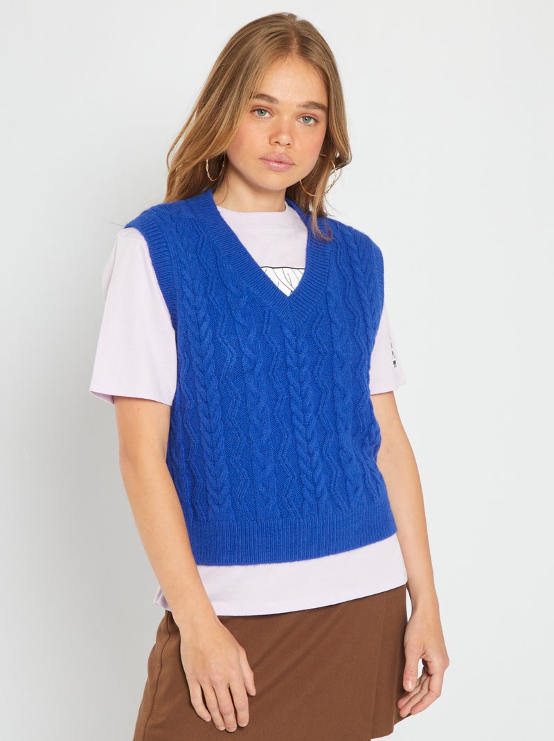 Camisola de malha torcida Azul - Kiabi