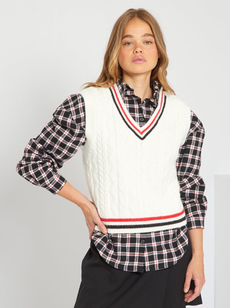 Camisola de malha torcida Branco - Kiabi
