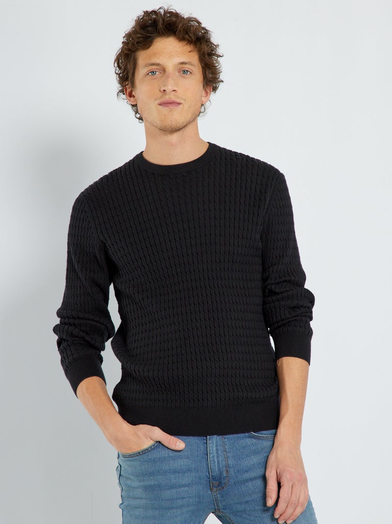 Camisola de malha torcida Preto - Kiabi