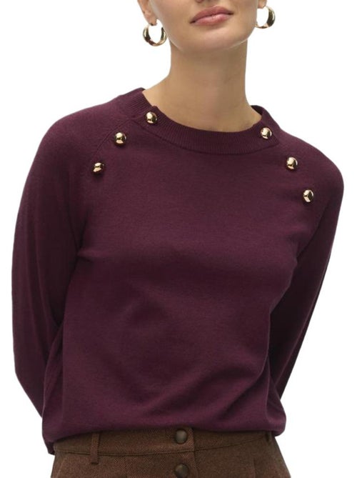 Camisola de Malha Vero Moda Happy Button para Mulher - Kiabi Camisola de Malha Vero Moda Happy Button para Mulher - Kiabi