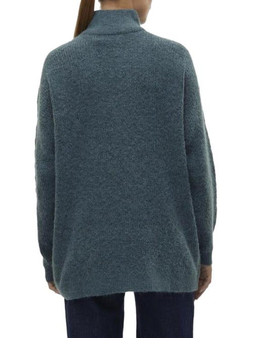Camisola de Malha Vero Moda Mili com Fecho 1/4 para Mulher Azul - Kiabi Camisola de Malha Vero Moda Mili com Fecho 1/4 para Mulher Azul - Kiabi