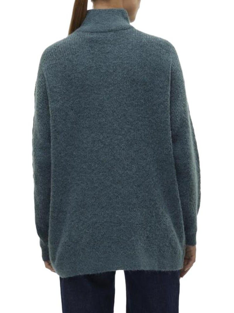 Camisola de Malha Vero Moda Mili com Fecho 1/4 para Mulher Azul Azul - Kiabi