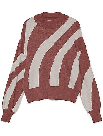 Camisola de malha vero moda newlabi às riscas terracota para mulher