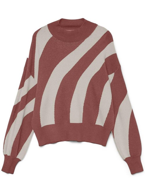 Camisola de malha vero moda newlabi às riscas terracota para mulher - Kiabi