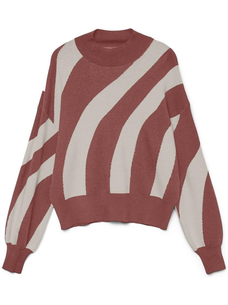Camisola de malha vero moda newlabi às riscas terracota para mulher Castanho-tabaco - Kiabi