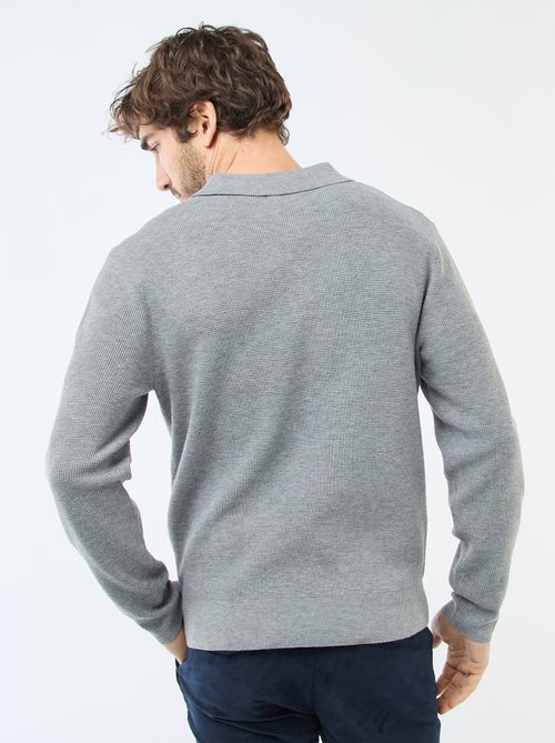 Camisola de malha waffle com gola polo - Kiabi