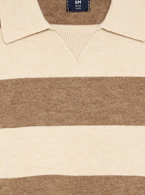 Camisola de manga comprida às riscas com gola polo - Kiabi Camisola de manga comprida às riscas com gola polo - Kiabi