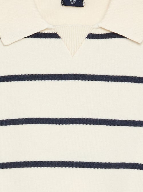 Camisola de manga comprida às riscas com gola polo - Kiabi