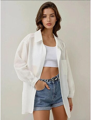 Camisola de manga comprida com ajuste descontraído e gola de camisa hiccup