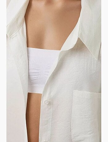 Camisola de manga comprida com ajuste descontraído e gola de camisa hiccup