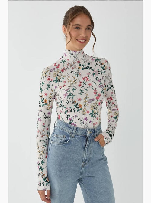 Camisola de manga comprida com estampado floral hiccup - Kiabi
