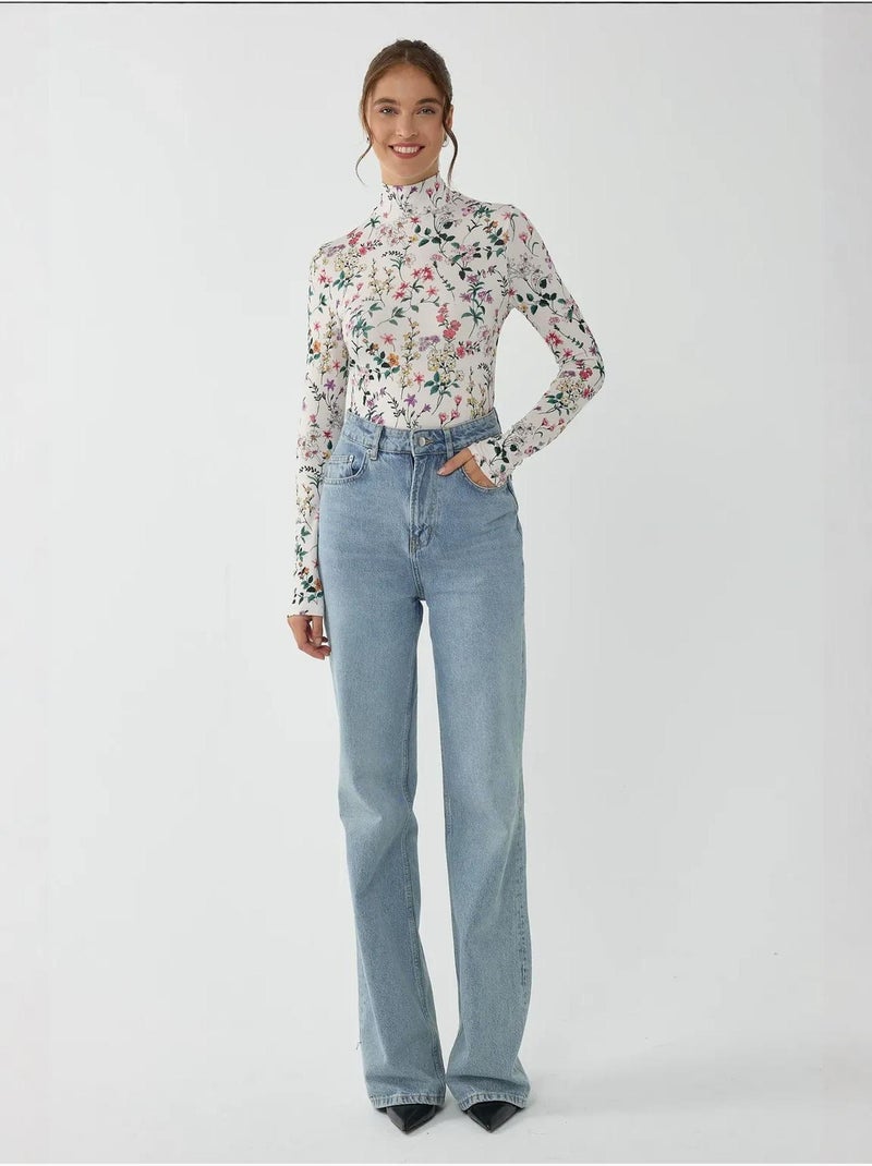 Camisola de manga comprida com estampado floral hiccup Multicolorido - Kiabi