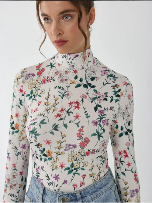 Camisola de manga comprida com estampado floral hiccup - Kiabi