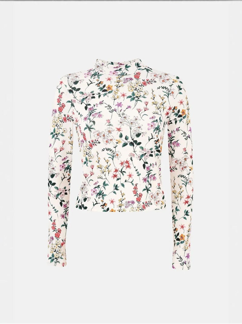 Camisola de manga comprida com estampado floral hiccup Multicolorido - Kiabi