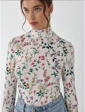 Camisola de manga comprida com estampado floral