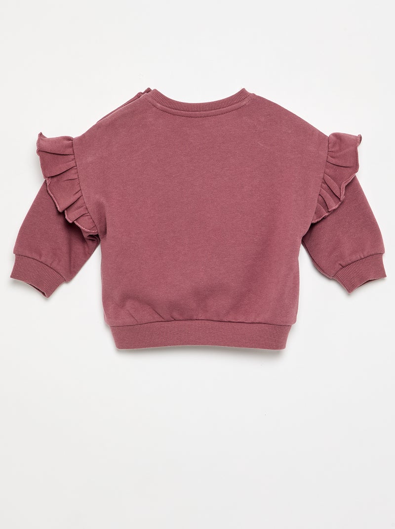 Camisola de manga comprida com folhos nos ombros Rosa - Kiabi