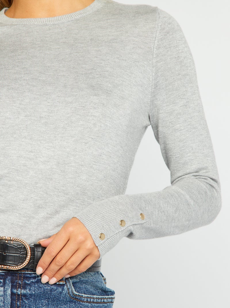 Camisola de manga comprida de malha fina CINZA - Kiabi