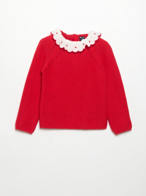 Camisola de manga comprida e gola fantasia - Kiabi