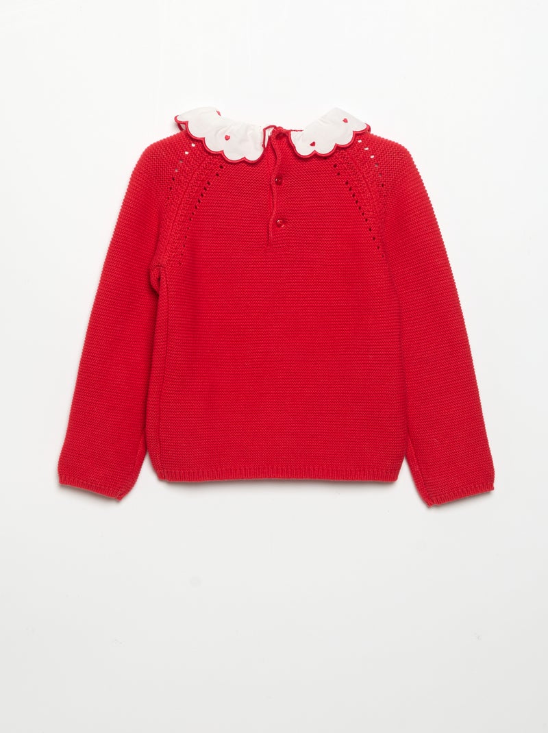 Camisola de manga comprida e gola fantasia Vermelho - Kiabi