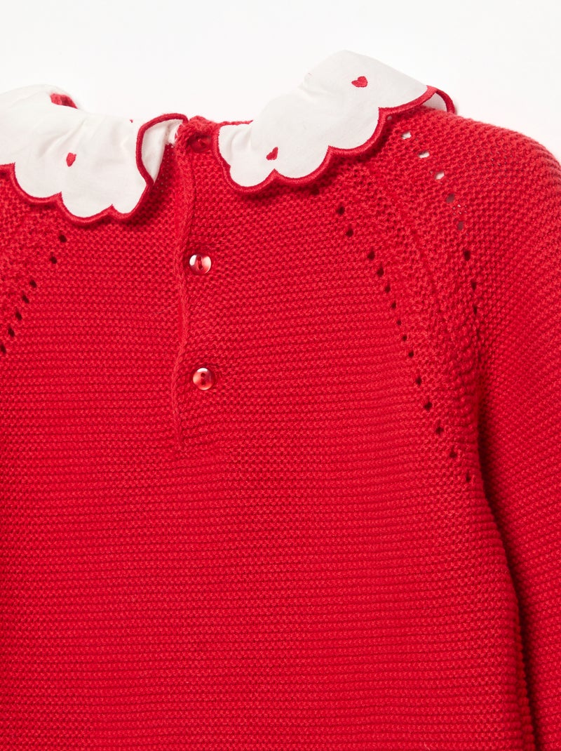 Camisola de manga comprida e gola fantasia Vermelho - Kiabi