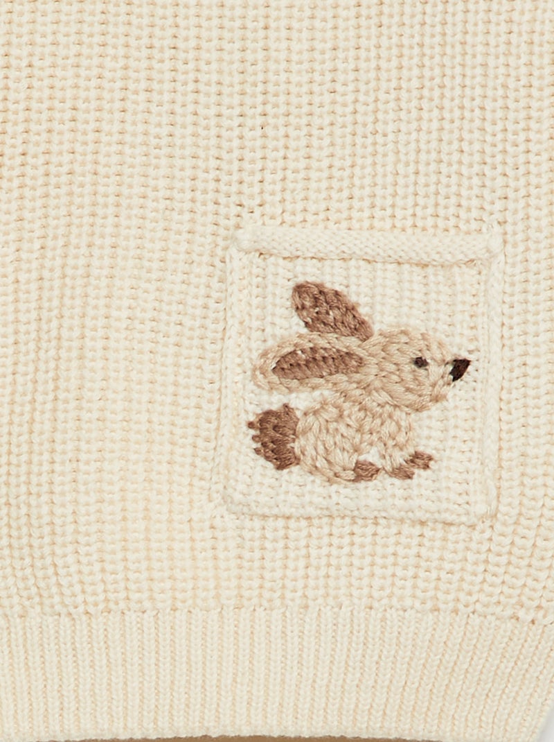 Camisola de manga comprida em malha de tricô BRANCO - Kiabi