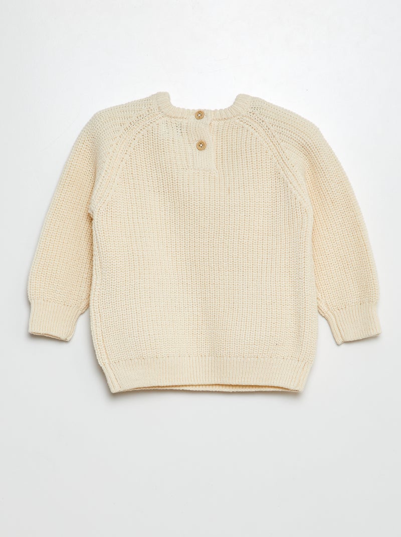 Camisola de manga comprida em malha de tricô BRANCO - Kiabi