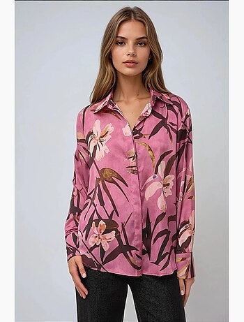 Camisola de manga comprida estampada em cetim hiccup