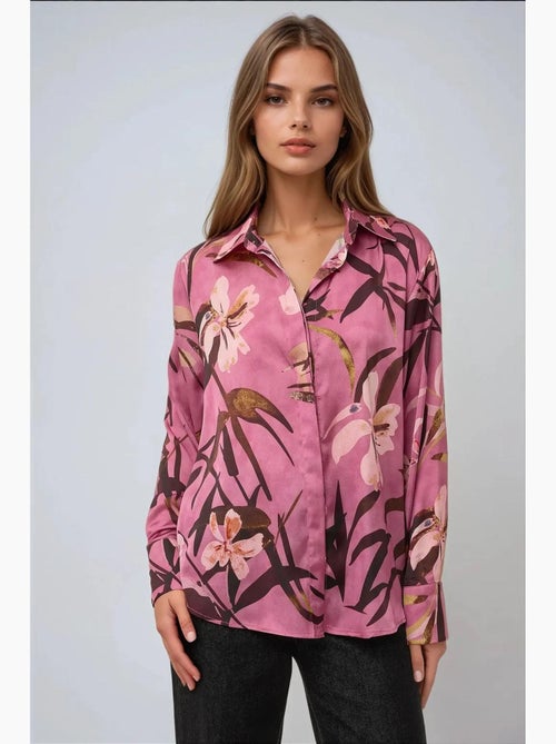 Camisola de manga comprida estampada em cetim hiccup - Kiabi Camisola de manga comprida estampada em cetim hiccup - Kiabi