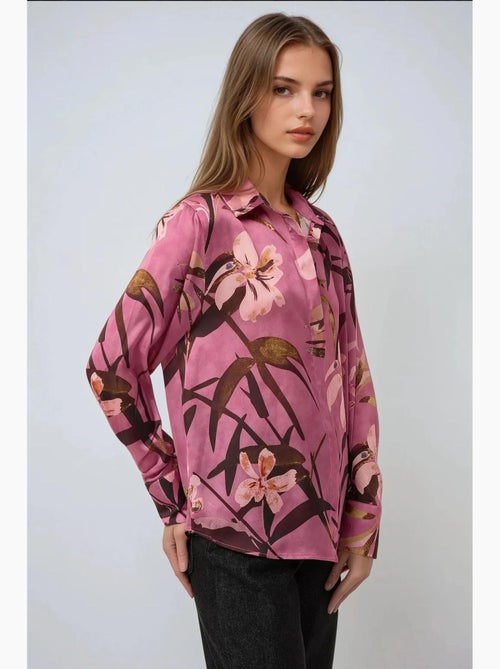 Camisola de manga comprida estampada em cetim hiccup - Kiabi Camisola de manga comprida estampada em cetim hiccup - Kiabi