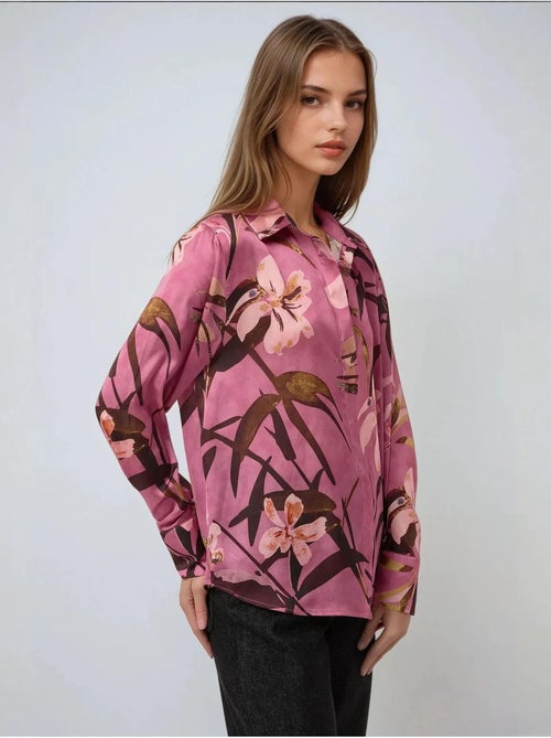 Camisola de manga comprida estampada em cetim - Kiabi Camisola de manga comprida estampada em cetim - Kiabi