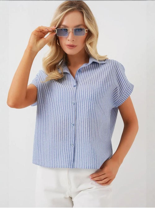 Camisola de manga curta às riscas bdart - Kiabi