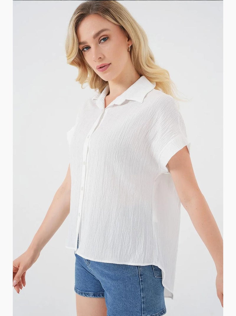 Camisola de manga curta às riscas bdart Branco - Kiabi