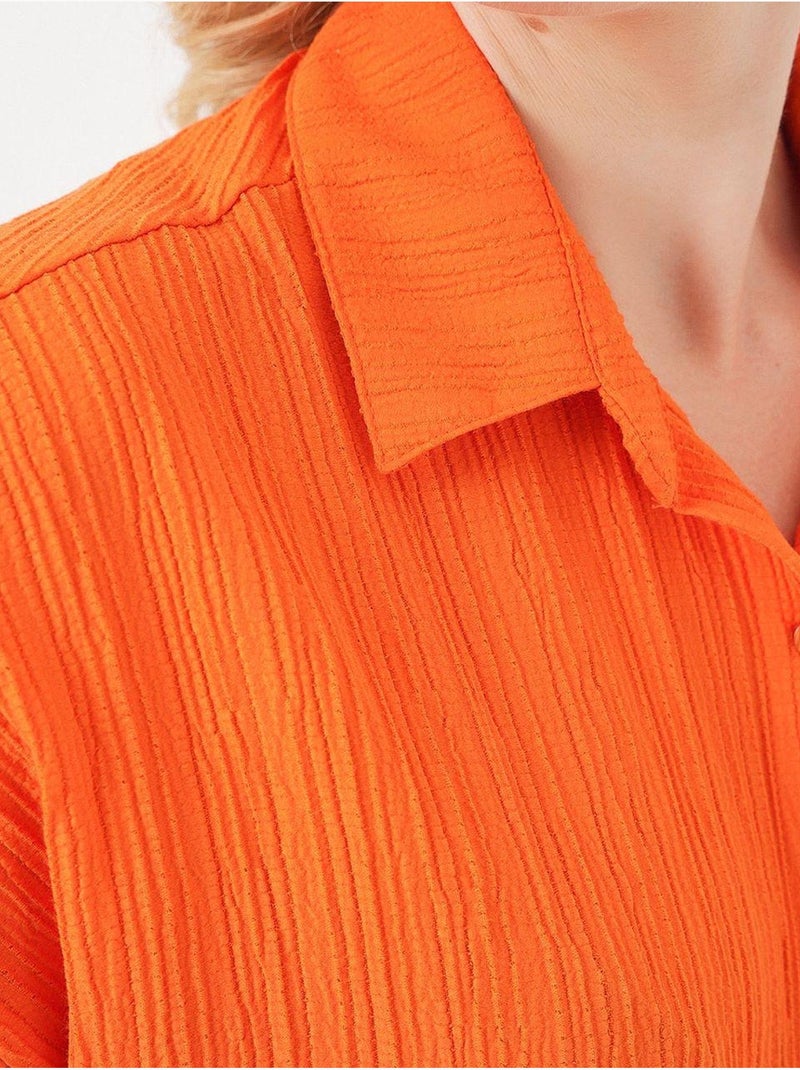 Camisola de manga curta às riscas bdart Laranja-mandarina - Kiabi