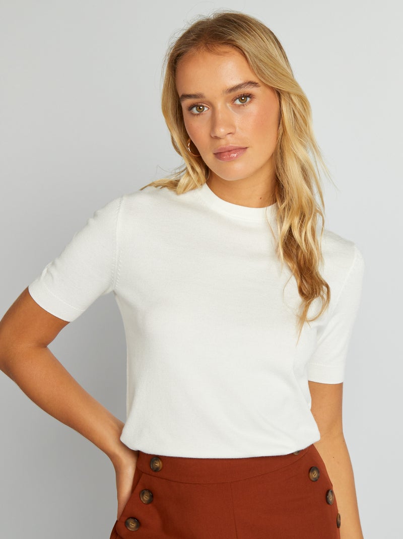 Camisola de manga curta Branco - Kiabi