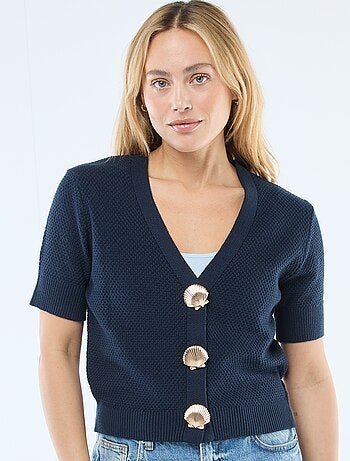 Camisola de manga curta com botões fantasia