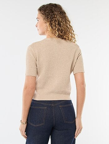 Camisola de manga curta com botões fantasia