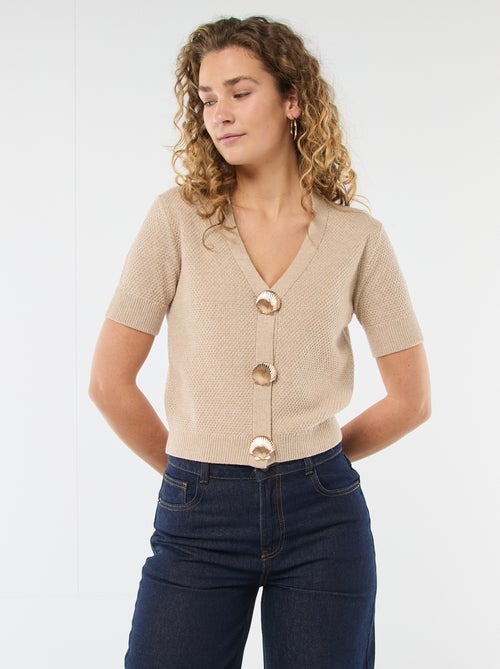 Camisola de manga curta com botões fantasia - Kiabi