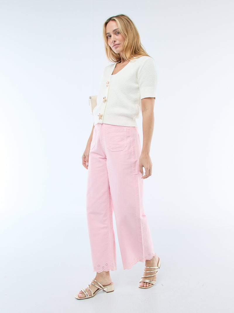 Camisola de manga curta com botões fantasia Branco - Kiabi