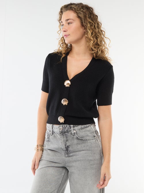 Camisola de manga curta com botões fantasia - Kiabi