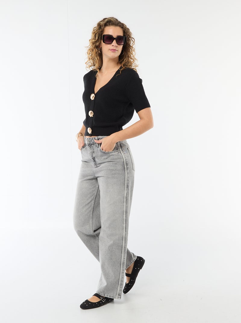 Camisola de manga curta com botões fantasia Preto - Kiabi