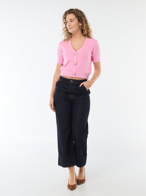 Camisola de manga curta com botões fantasia - Kiabi