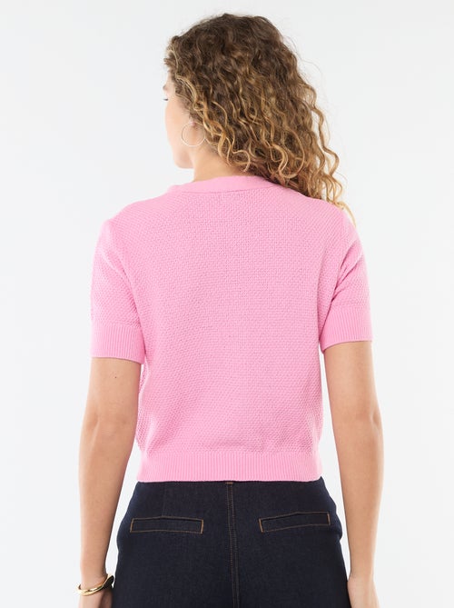 Camisola de manga curta com botões fantasia - Kiabi