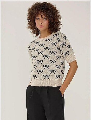 Camisola de manga curta com estampado de laço hiccup