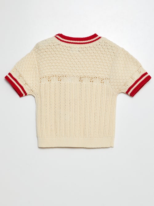 Camisola de manga curta com malha ajurada - Kiabi